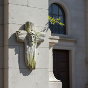 Christ's Face on Cross Outdoor Catholic Statue (16 - Inch) - Bella Statues