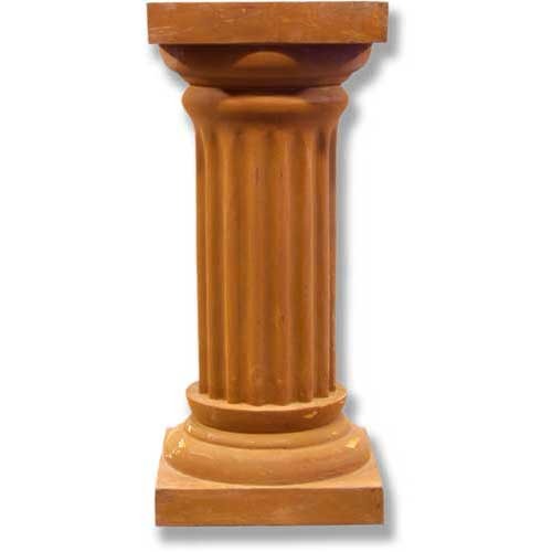 Classical Greek fluted column pedestal with ornate base and capital, featuring old world European architectural style.