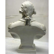 Classical old world European bust of a man in ornate military attire with ruffled cravat and detailed epaulets on shoulders. Other Angle