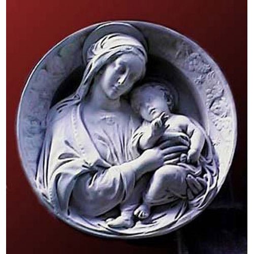 Madonna and Child Round Plaque Outdoor/Indoor Statue - Bella Statues
