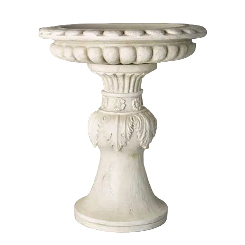 Ornate pedestal table with classical old world European design, featuring carved leaf motifs and a fluted column base.