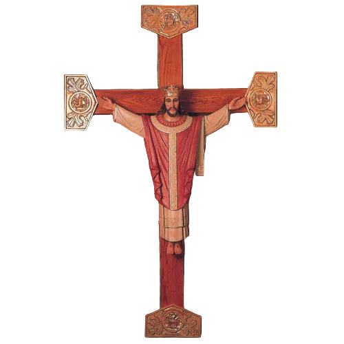 Crucifix with ornate, old world European design featuring a detailed, classical depiction of Christ and intricate carved accents.