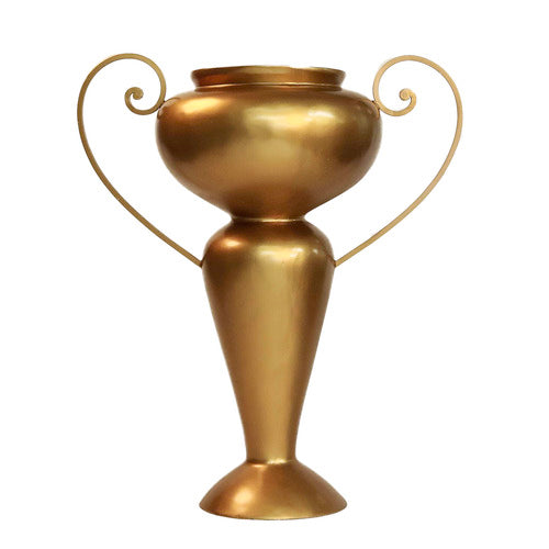 Ornate classical trophy vase with elegant curved handles and a tall, sculpted silhouette inspired by old world European design.