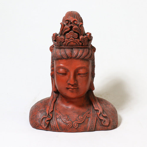 Buddha bust with serene expression, ornate headdress, and classical Asian sculptural details in a traditional style Other Angle