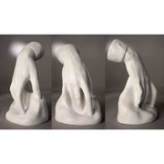 Classical Renaissance-style torso sculpture with detailed musculature and an unfinished, headless form on a smooth base. Other Angle