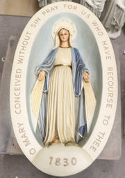 Custom Painted Miraculous Medal Plaque Outdoor/Indoor Statue - Bella Statues