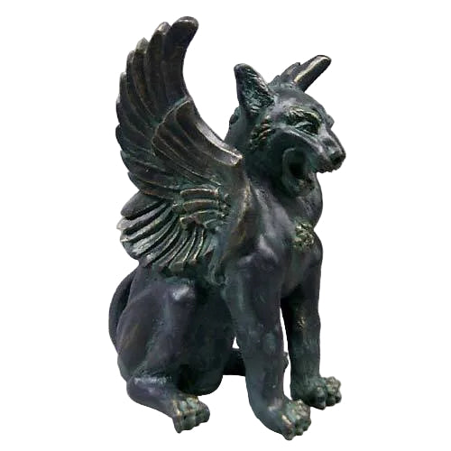 Winged griffin statue with classical old world European style, featuring ornate detailing and a majestic, mythical creature pose.