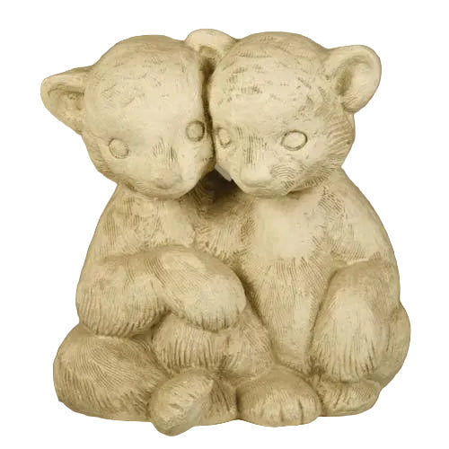 Two intricately detailed cubs sitting close together in an old world European, classical style with gentle, ornate features.