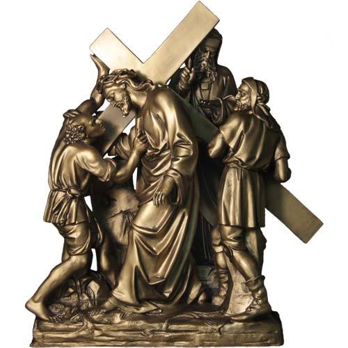 Lifesize Jesus & Simon The Cyrene Station 5 Outdoor/Indoor Statue - Bella Statues