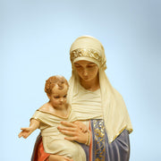 Madonna holding child in ornate, old world European style with classical drapery and Renaissance-inspired detailing Other Angle