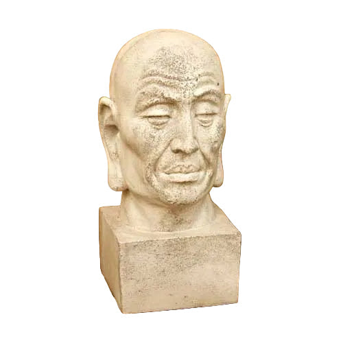Classical old world European bust sculpture with expressive, aged facial features and a solemn, contemplative expression.