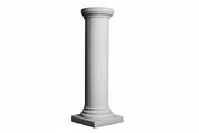 Classical Greek column with a rounded capital, smooth shaft, and ornate base in an old world European architectural style.