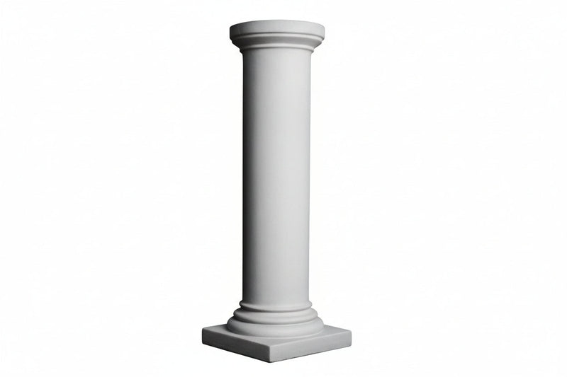 Classical Greek column with a rounded capital, smooth shaft, and ornate base in an old world European architectural style.