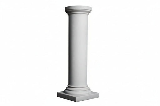 Classical Greek column with a rounded capital, smooth shaft, and ornate base in an old world European architectural style.