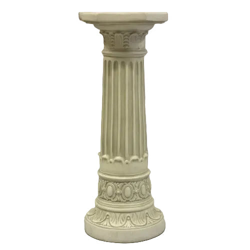 Classical Greek pedestal with fluted column, ornate Baroque detailing, and intricate Renaissance-inspired decorative motifs.