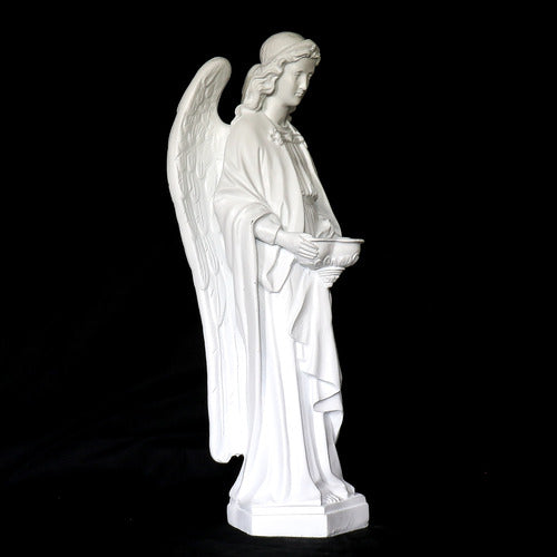 Large Winged Ceremonial Angel with Bowl Outdoor Statue (25-Inch)