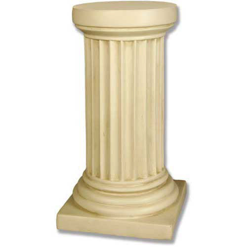 Classical Greek fluted column pedestal with ornate base and capital, featuring old world European architectural style.