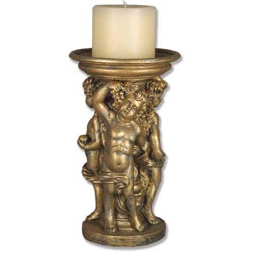 Round Cherub Candleholder Outdoor Statue (12 - Inch) - Bella Statues