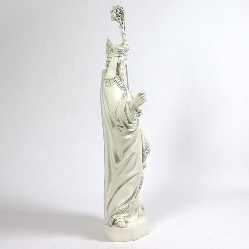 Baroque-style bishop statue with ornate robes, detailed staff, and intricate old world European religious motifs Other Angle