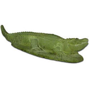 Crocodile sculpture with detailed scales and classical old world European style, featuring ornate, lifelike features and textured surface.