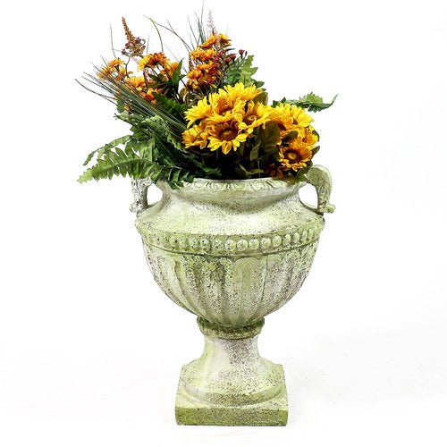 Fluted And Beaded Urn 18"h Outdoor/Indoor Statue - Bella Statues