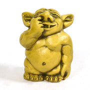 Whimsical old world European troll figurine with exaggerated features, large ears, and playful pose in a classical style. Side View