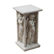 Classical pedestal table with ornate cherub and angel reliefs in Renaissance style, featuring intricate old world European detailing.