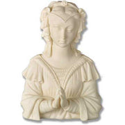 Renaissance-style bust of a praying woman with ornate headpiece and detailed, classical draped gown.