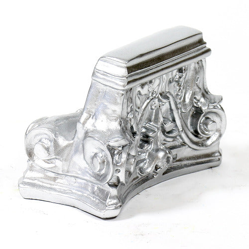 Ornate Baroque pedestal base with intricate scrollwork and classical old world European floral detailing. Side Angle