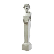 Classical European bust on a tall pedestal with ornate detailing, inspired by Renaissance and Baroque sculptural styles.