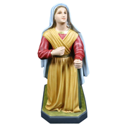 Madonna statue in classical Renaissance style with ornate drapery, serene expression, and traditional old world European detailing. Side View