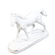 Horse head sculpture with flowing mane, classical European style, detailed features, evokes Renaissance and Baroque artistry. Side Angle