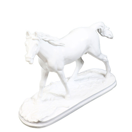 Horse head sculpture with flowing mane, classical European style, detailed features, evokes Renaissance and Baroque artistry. Side Angle