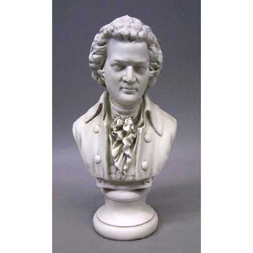 Mozart Bust Small 12H Outdoor/Indoor Statue - Bella Statues