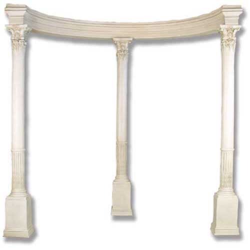 Classical Greek archway with four fluted columns, ornate Corinthian capitals, and an elegant curved entablature.