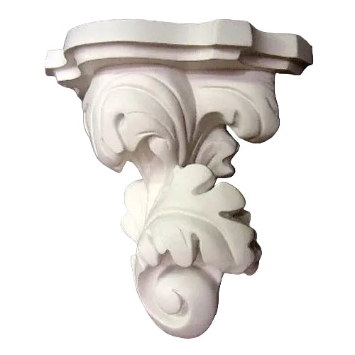 Ornate classical corbel with intricate acanthus leaf carvings in an old world European Baroque style.