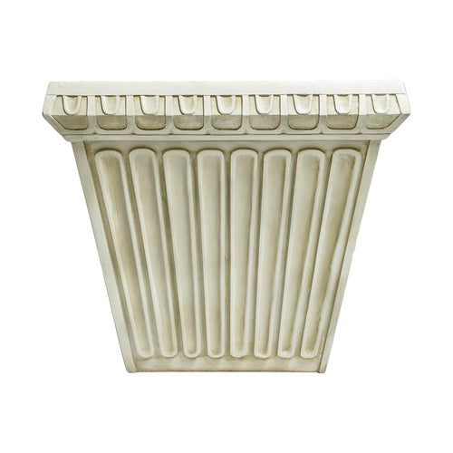 Classical Greek architectural capital with fluted vertical grooves and ornate geometric detailing along the top edge.