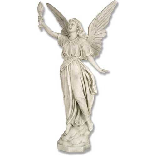 Angel With Torch Outdoor Statue (27 - Inch) - Bella Statues