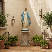 Sacred Heart of Mary statue in classical Renaissance style, featuring flowing robes and serene expression with ornate detailing. Side Angle