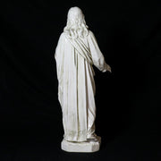 Jesus statue in classical Renaissance style, featuring ornate drapery and detailed facial features, holding a globe in one hand. Additional Angle