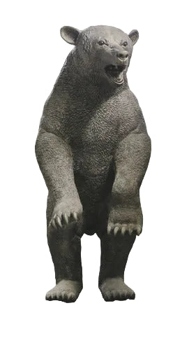 Standing bear sculpture with medieval European style, featuring ornate fur texture and expressive, classical detailing. Side View