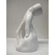 Classical Renaissance-style torso sculpture with detailed musculature and an unfinished, headless form on a smooth base. Different Angle