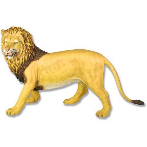 Lion figurine with detailed mane and classical old world European style, standing in a regal, lifelike pose with ornate features.