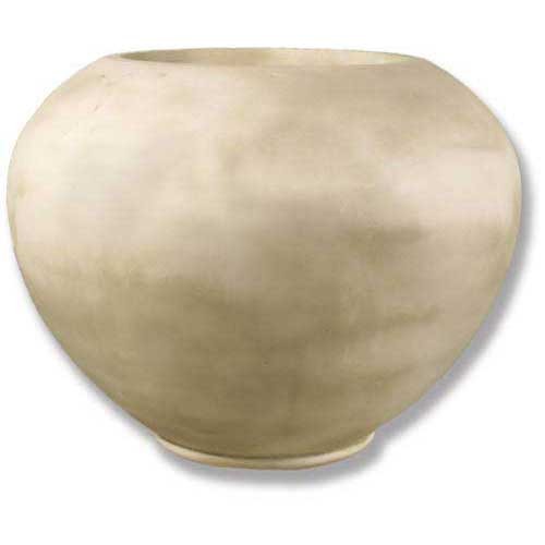 Rounded old world European urn with a wide body, narrow base, and smooth, unadorned classical silhouette.