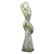 Abstract female figure sculpture with elongated form, classical old world European style, featuring smooth, flowing lines and minimalist details.
