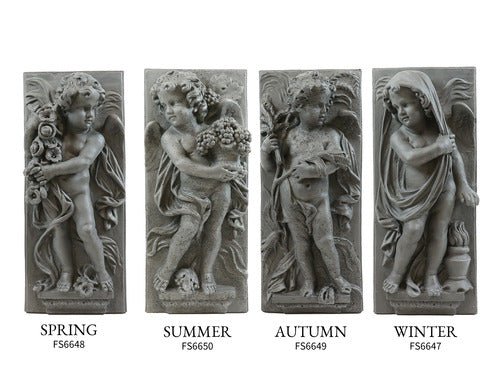 Little Boy Winter Plaque 30 Outdoor/Indoor Statue - Bella Statues