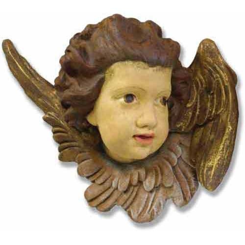 Cherub Face With Wings Outdoor Statue (12 - Inch) - Bella Statues