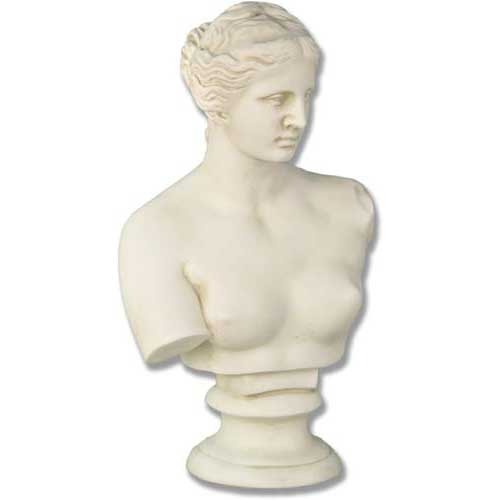 Classical Greek-style female bust with ornate hair detail and serene expression, inspired by Renaissance and old world European art.