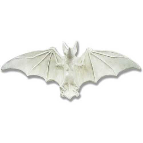 Bat wall sculpture with outstretched wings, featuring ornate Gothic and medieval detailing in an old world European style.