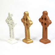 Celtic crosses with ornate, old world European patterns and intricate medieval knotwork in classical standing designs. Different Angle